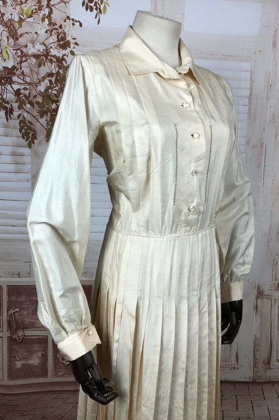 Original Vintage 1930s 30s Cream Silky Rayon Dres… - image 4