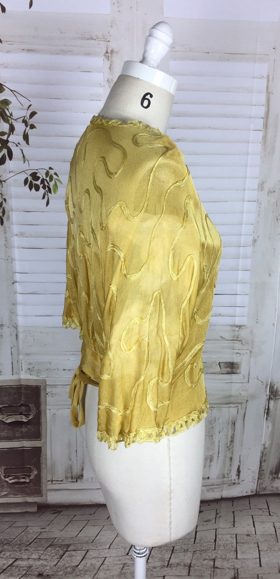 Original 1920s Gold Mustard Yellow Silk Vintage T… - image 3