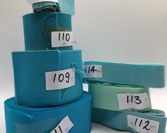 Original French Vintage Petersham and Grosgrain Hat Ribbon Turquoise