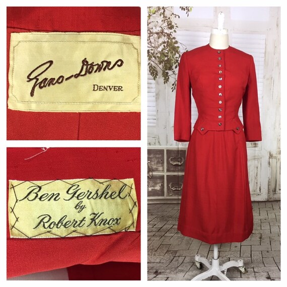 Original 1940s 40s Vintage Red Shot Silk Arrow Ski