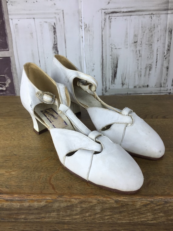Original 1940s Vintage White Leather Mary Janes Dance Shoes Etsy