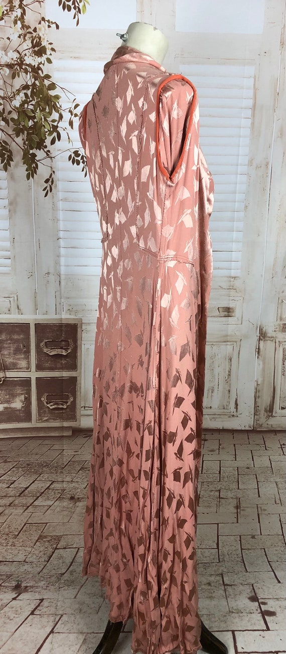 Original 1930s 30s Vintage Pink Satin House Dress… - image 9