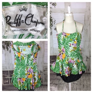 Original 1950s Vintage Roecliff & Chapman Swimsuit In Tropical Colours