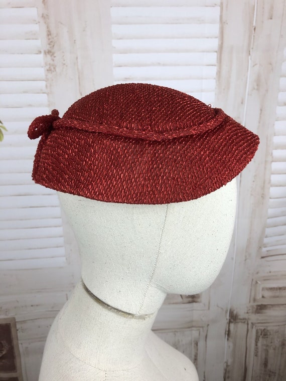 Original 1950s 50s Vintage Red New Look Straw Hat