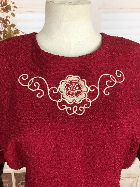Original Early 1950s 50s Volup Vintage Red Knit D… - image 3