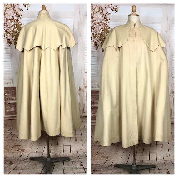 Exquisite Original Victorian 1800s Antique Cream Double Cape Cloak