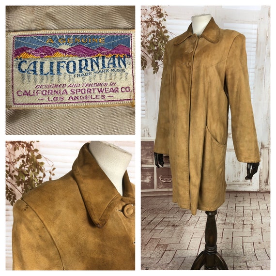 Original 1940s 40s Vintage Soft Tan Leather Swing