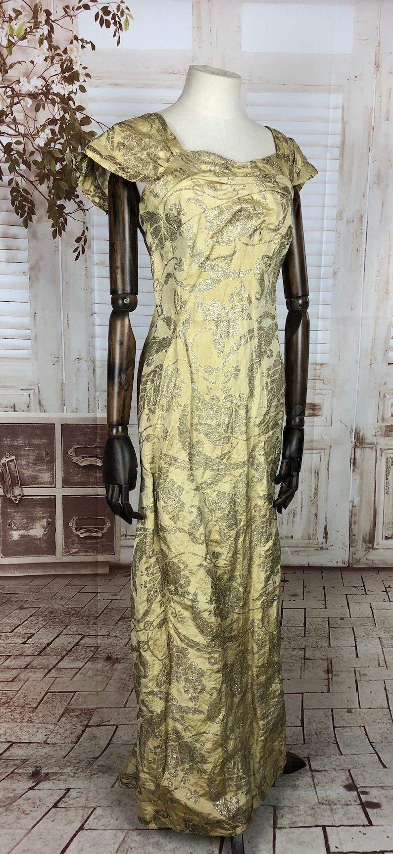 Original 1940s 40s Vintage Gold Lamé Evening Gown Dress Etsy