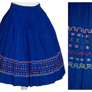 Original Vintage 1950's Blue Skirt Folk Decoration image 1