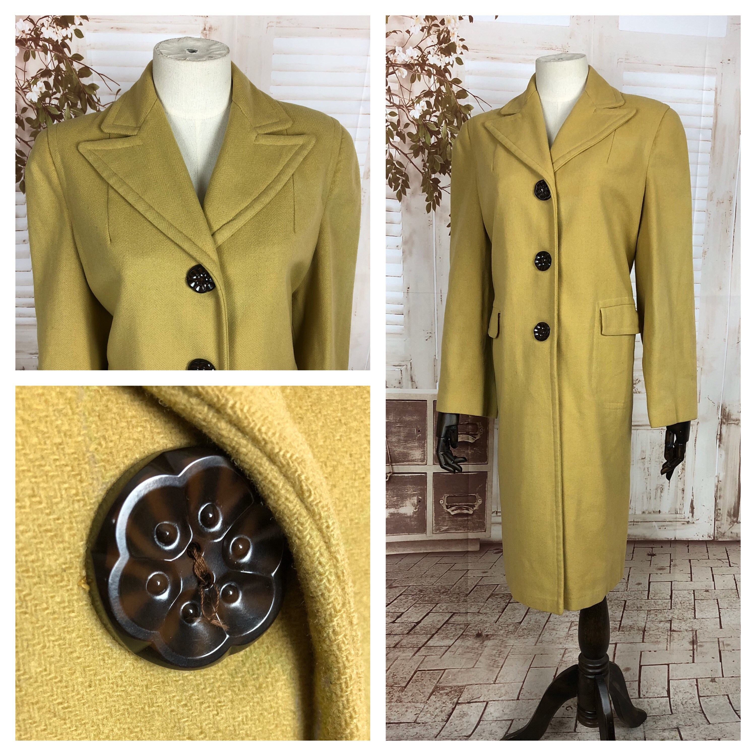 Image of Original S S Vintage Chartreuse Mustard Wool Coat