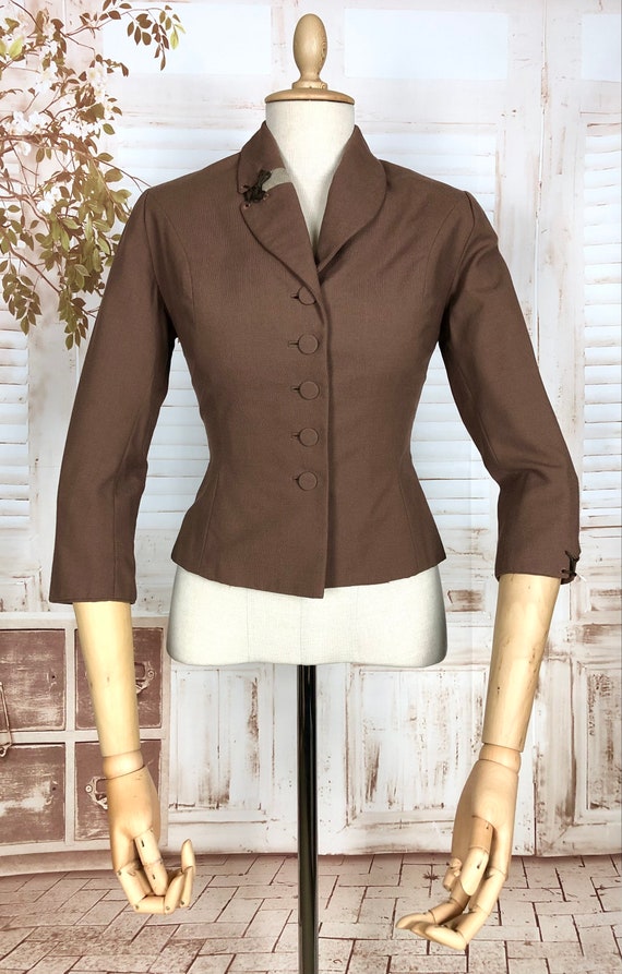 Sweet Original Late 1940s Vintage Brown Suit Jack… - image 2