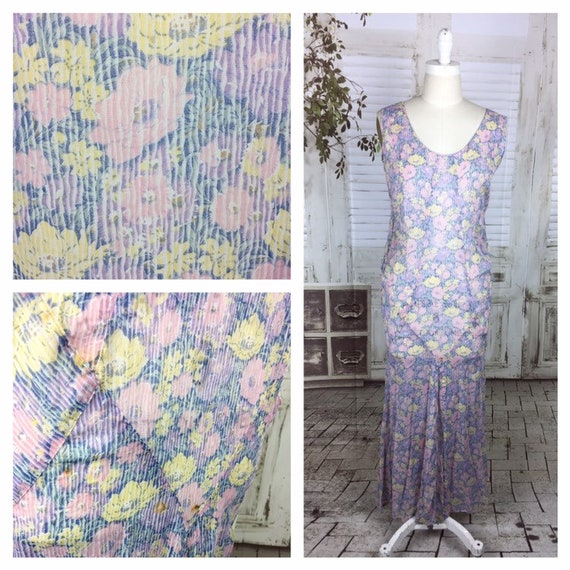 Original 1930s Lawn Cotton Purple Pink Yellow Flor