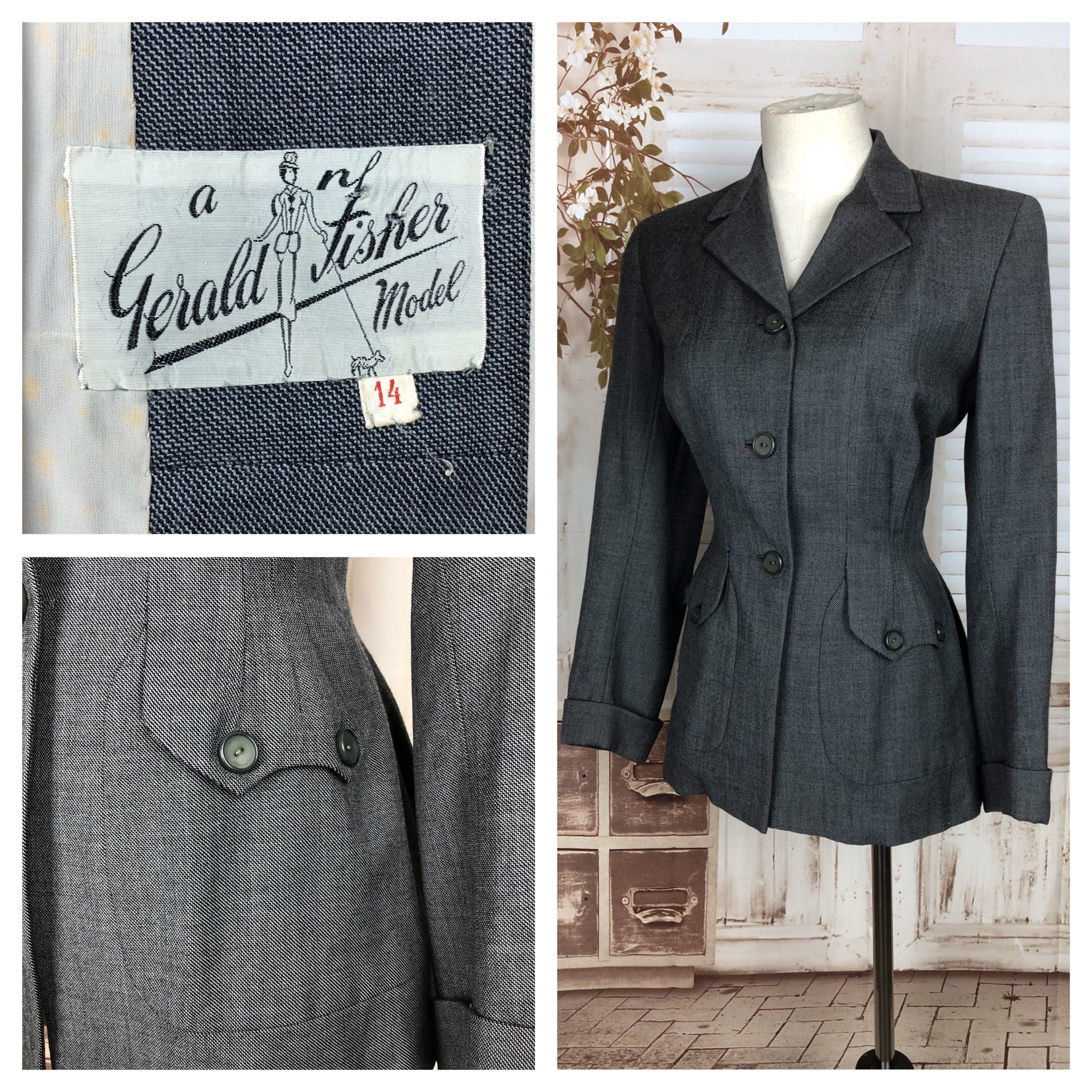 Image of Original S S Grey Wool Suit Jacket With Gorgeous Pockets