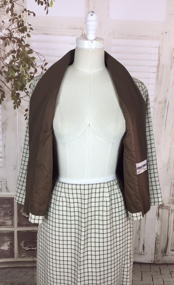 Original Late 1950s Vintage Brown And White Plaid… - image 6