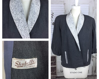 Original Vintage 1950s Swing Jacket With Scribble Collar By Shubette