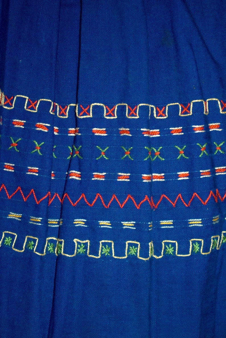 Original Vintage 1950's Blue Skirt Folk Decoration image 3