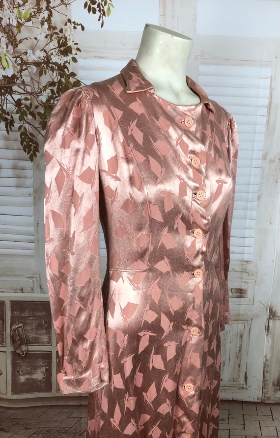 Original 1930s 30s Vintage Pink Satin House Dress… - image 5