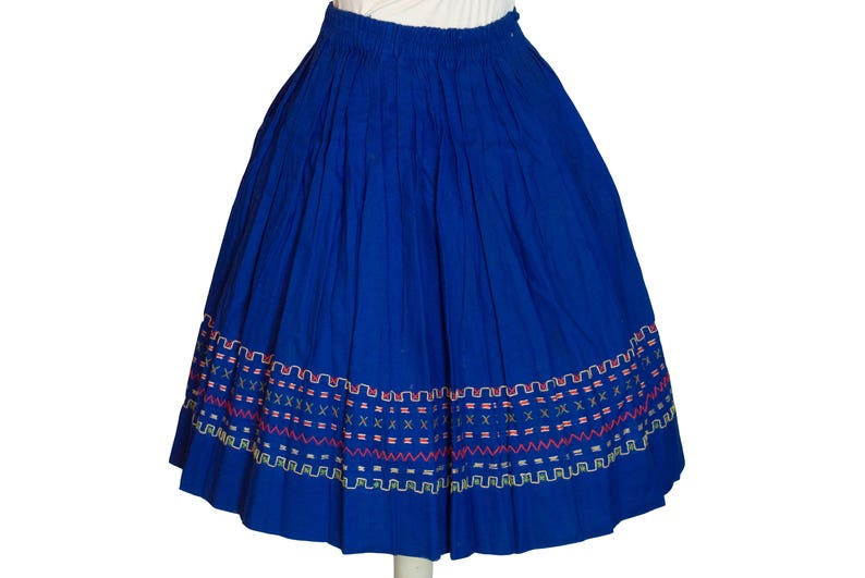 Original Vintage 1950's Blue Skirt Folk Decoration image 2