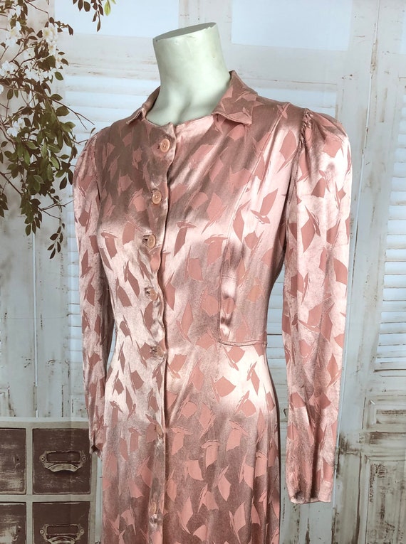 Original 1930s 30s Vintage Pink Satin House Dress… - image 6