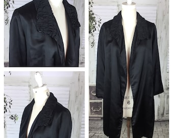 Original Vintage 1940's Black Satin Evening Jacket