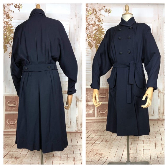 Navy fit and flare coat online