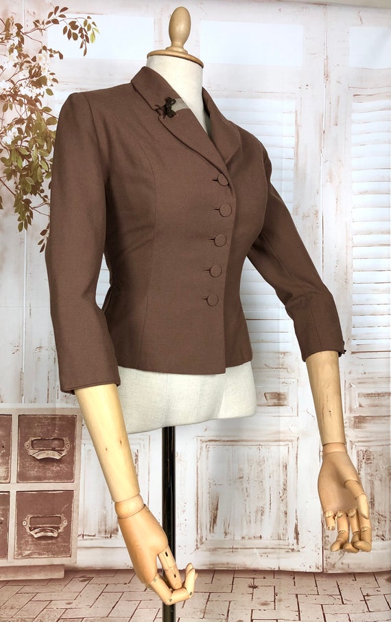 Sweet Original Late 1940s Vintage Brown Suit Jack… - image 4