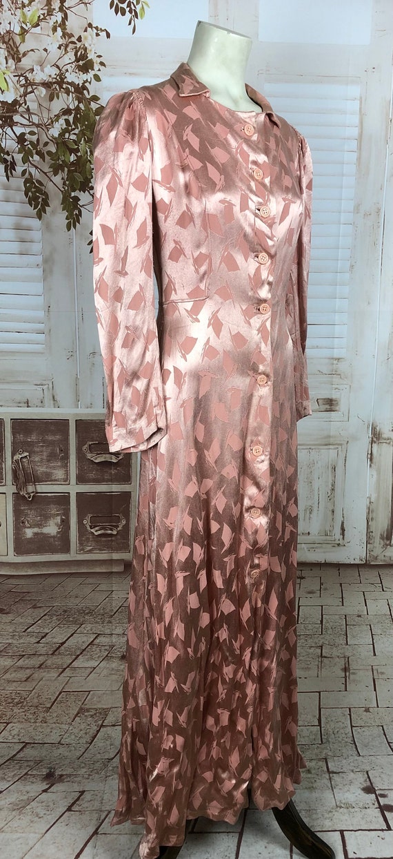 Original 1930s 30s Vintage Pink Satin House Dress… - image 3