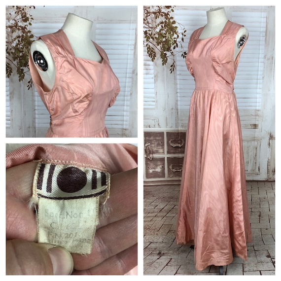 Original 1940s 40s Vintage Pink Taffeta Evening Dress With Double Elevens Dinner Plate Luxury Rationing Labels Etsy