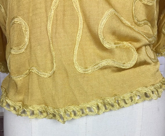 Original 1920s Gold Mustard Yellow Silk Vintage T… - image 8