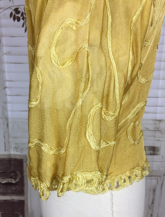 Original 1920s Gold Mustard Yellow Silk Vintage T… - image 7