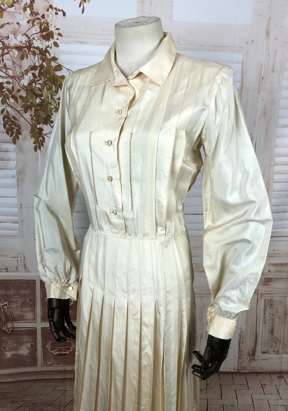 Original Vintage 1930s 30s Cream Silky Rayon Dres… - image 6