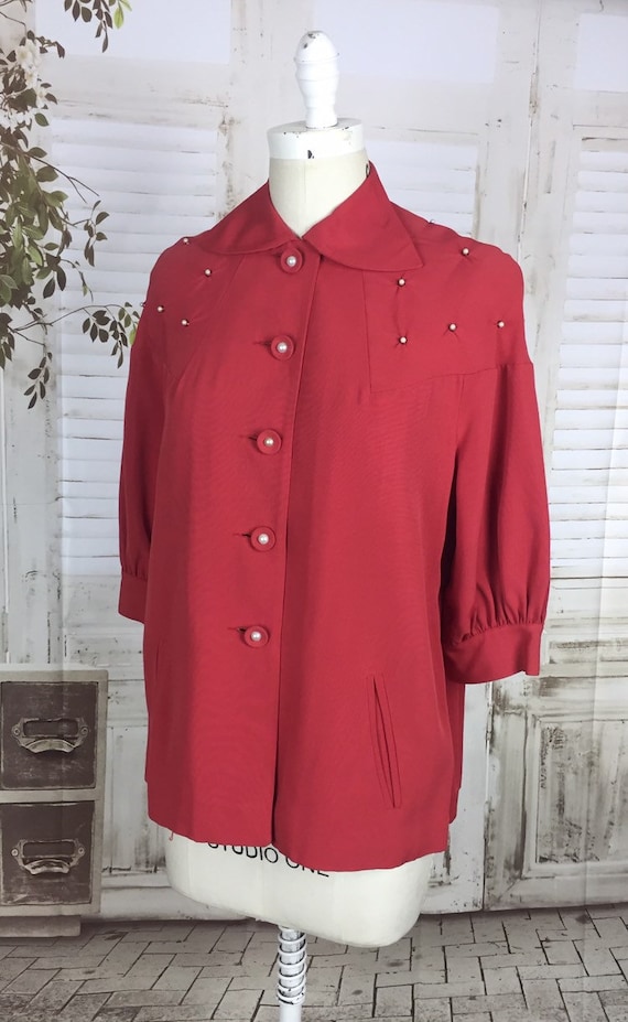 Gab Red Original 1950s Red Gabardine Gab Ladies Vintage Swing… - Gem