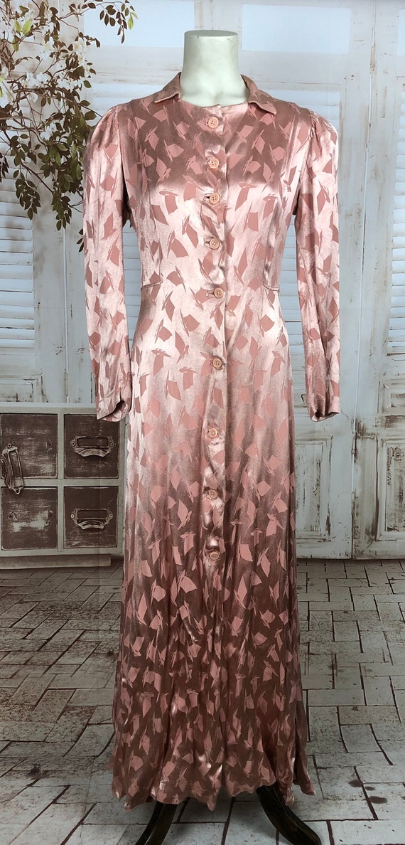 Original 1930s 30s Vintage Pink Satin House Dress… - image 2