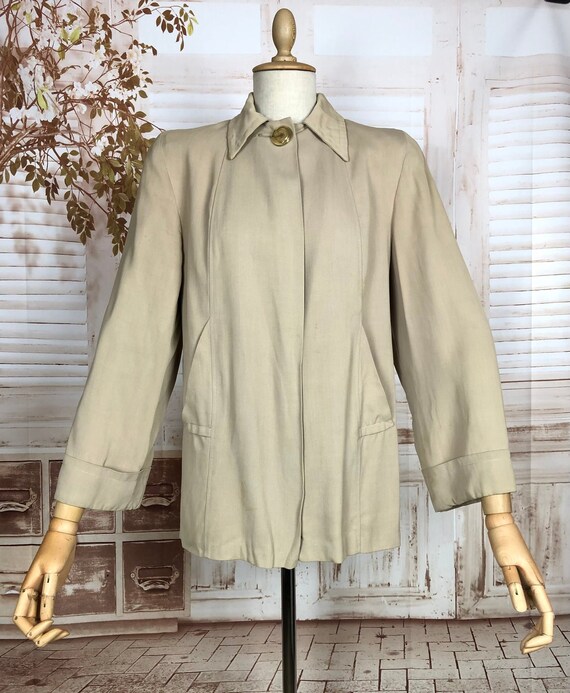 Stunning Original 1940s Vintage Warm Grey Gabardi… - image 3