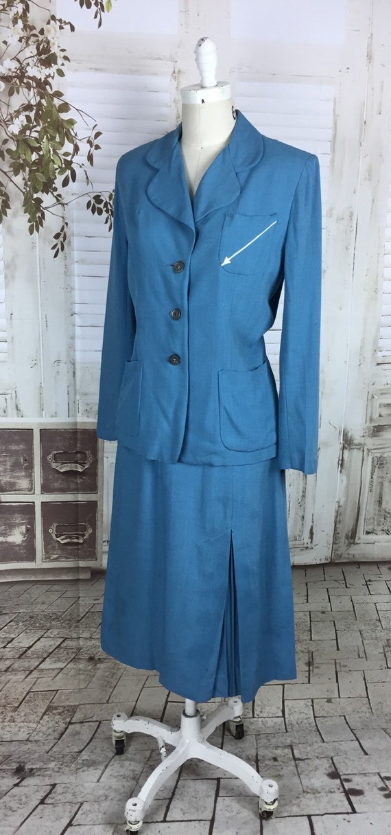 Original 1950s Sky Blue Vintage Linen Summer Suit… - image 3