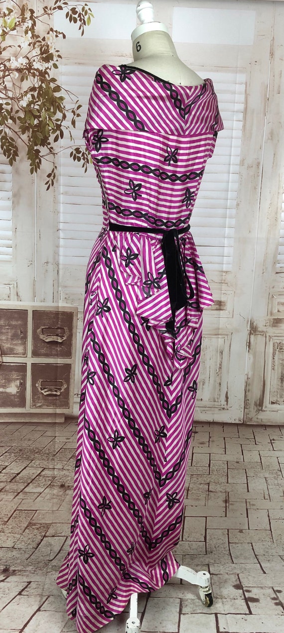 Original 1940s 40s Pink And White Stripe Rayon Dr… - image 5