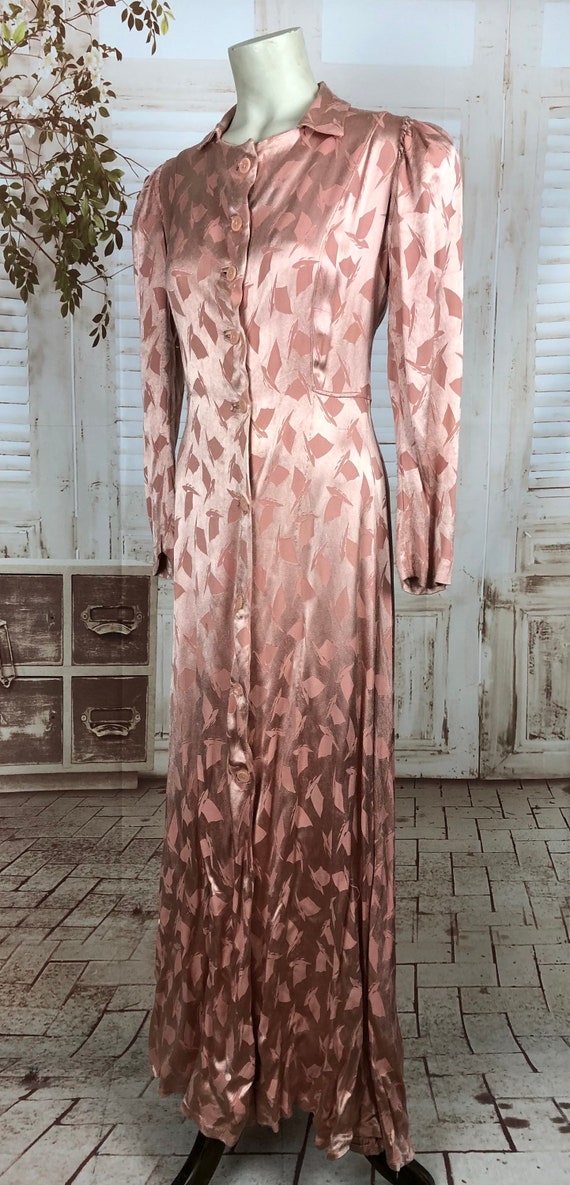 Original 1930s 30s Vintage Pink Satin House Dress… - image 4
