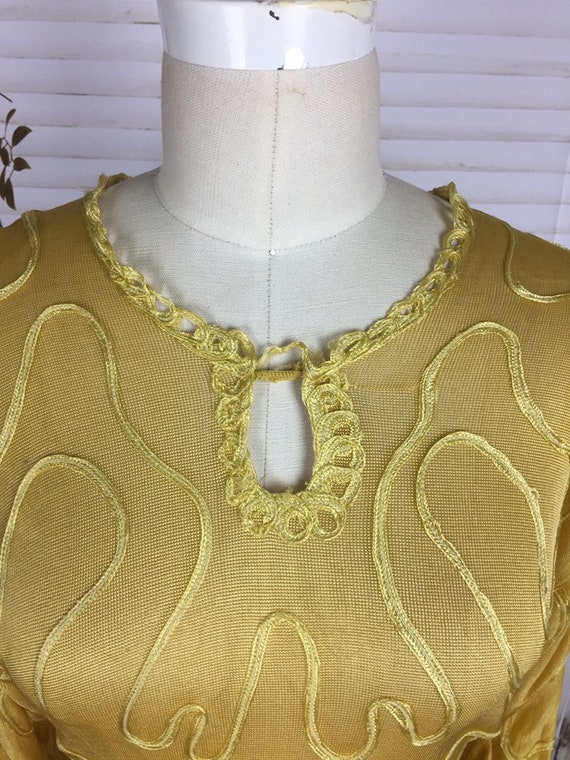 Original 1920s Gold Mustard Yellow Silk Vintage T… - image 5