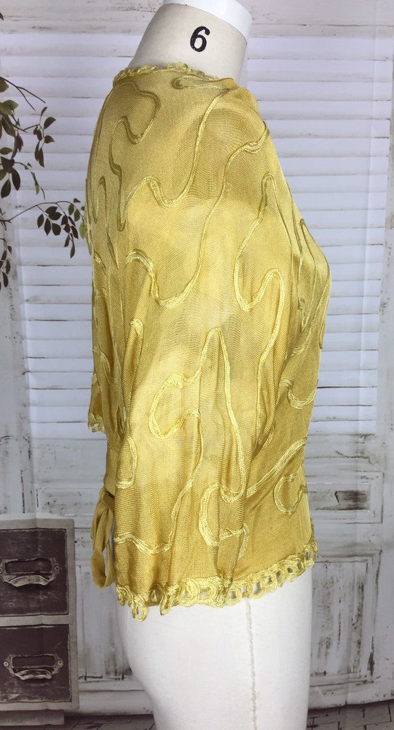 Original 1920s Gold Mustard Yellow Silk Vintage T… - image 4