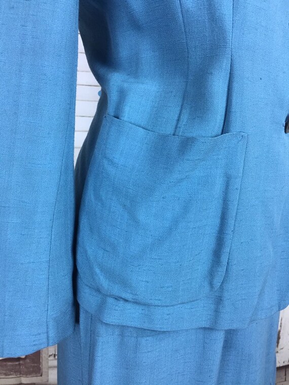 Original 1950s Sky Blue Vintage Linen Summer Suit… - image 4