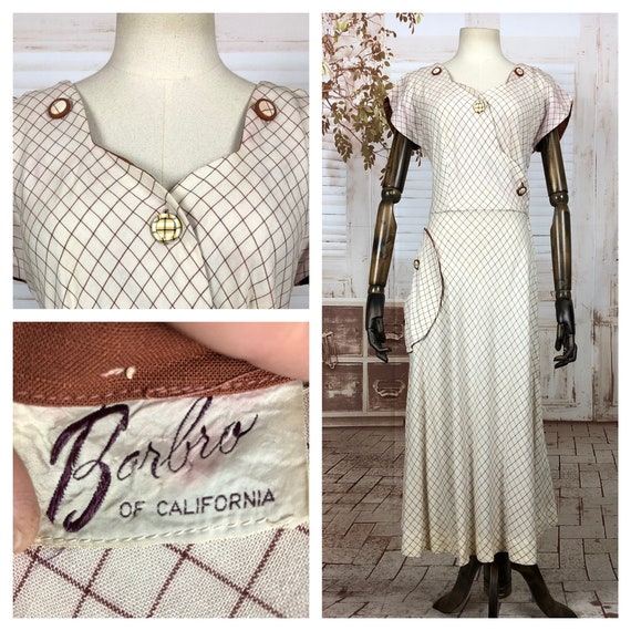 Beautiful Original 1940s 40s Vintage Cream And Br… - image 1