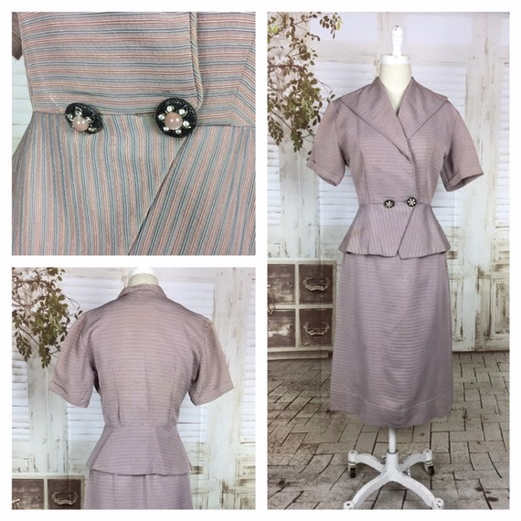 Original 1950s 50s Vintage Pink Blue Pastel Faille
