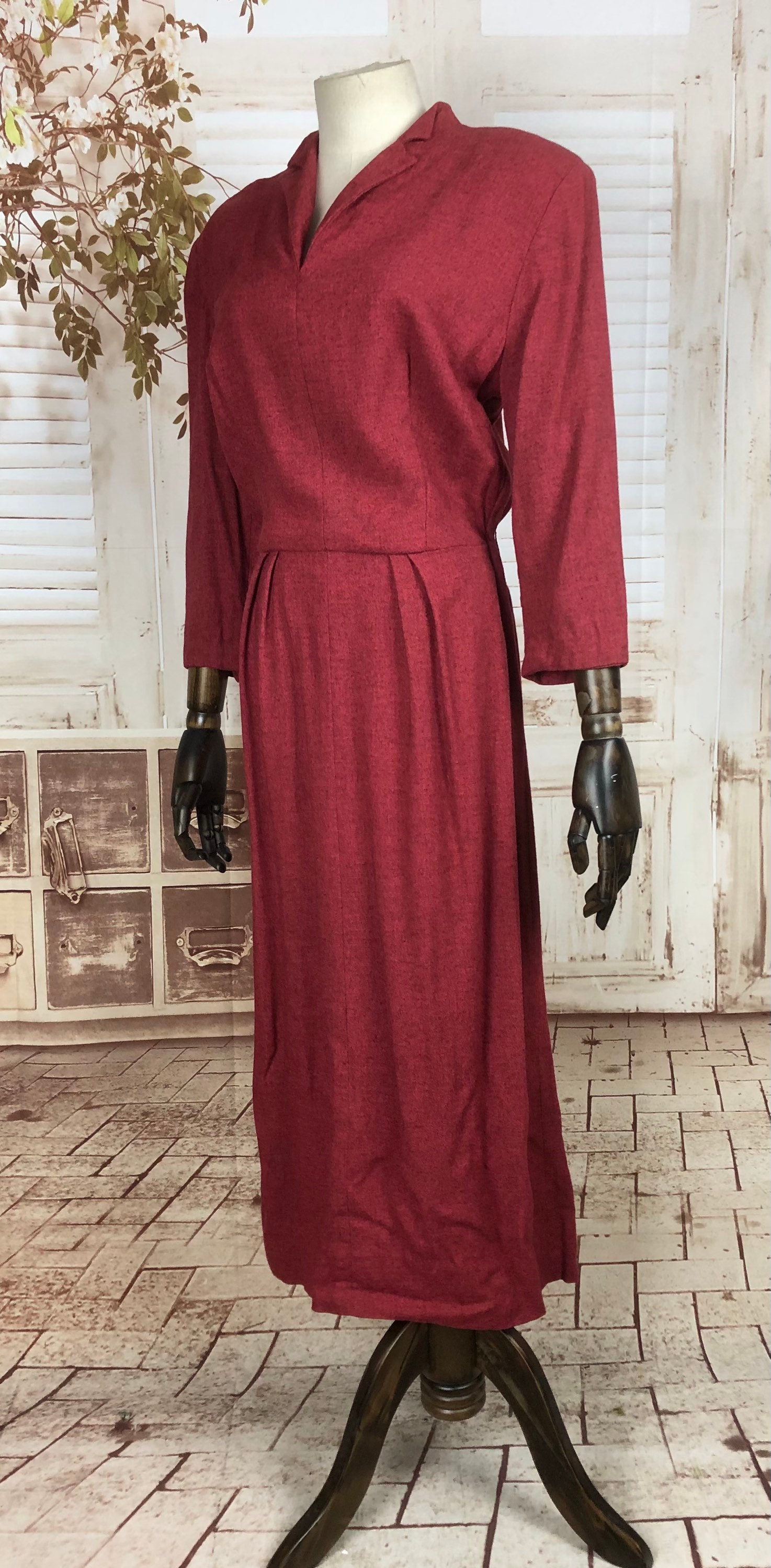 40s dress Pink Linen Sundress | S puff sleeves Beverly Dress 1940s Knitting
