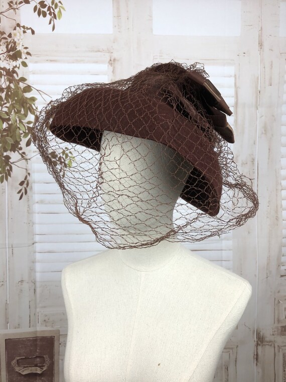 Original 1940s 40s Vintage Chocolate Brown Fedora