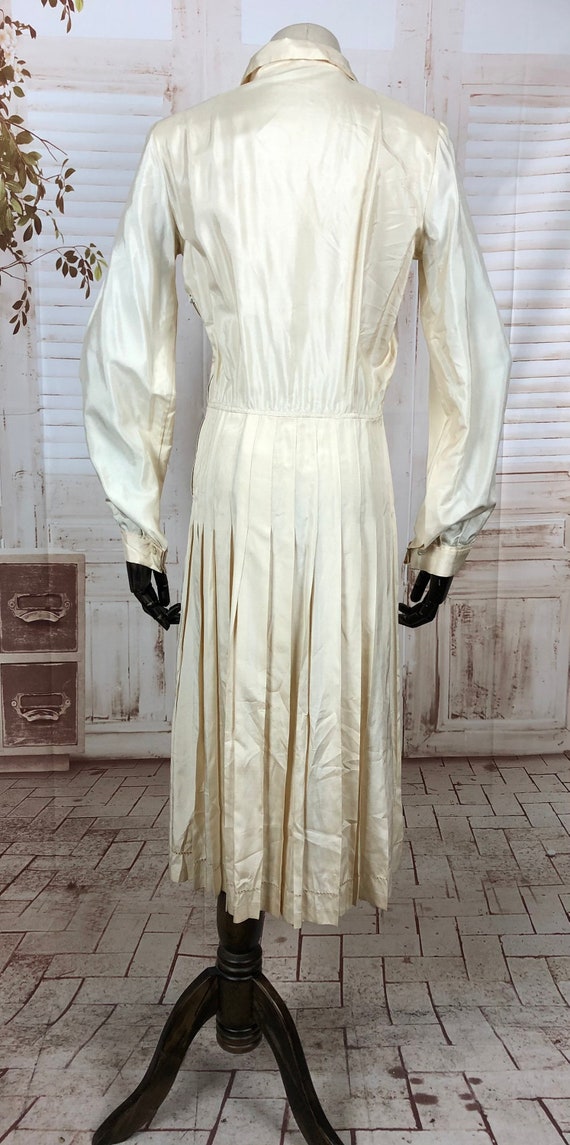 Original Vintage 1930s 30s Cream Silky Rayon Dres… - image 9