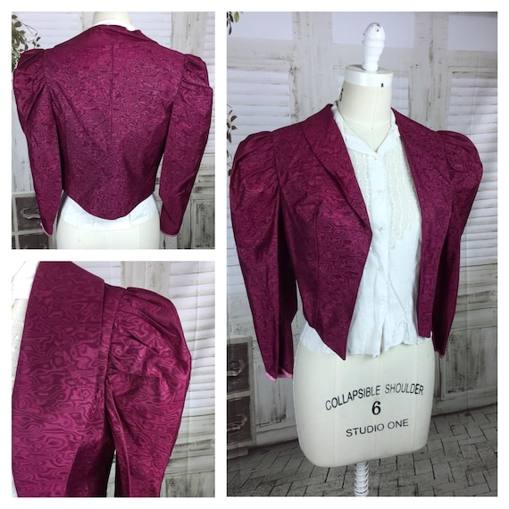 Original 1930s Vintage Wine Watermark Taffeta Puff