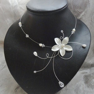 Collier mariée mariage soirée Fleur de soie Carly Necklace wedding evening silk flower Amour bridal bride image 1