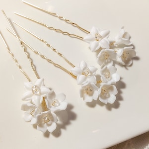 Peinados para bodas - Horquillas de flores para novia - Doradas o plateadas - Pinzas para el cabello - Estilo rústico bohemio - Juego de 3