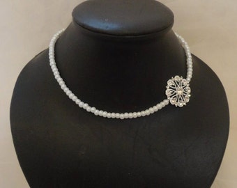 Bridal necklace beads swarovski crystals retro vintage Collier de mariée perles de verre