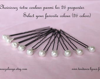 Wedding bride Set of 10 hair picks - glass beads - COLOR OF YOUR CHOICE - bun pins - bridal hairstyle - wedding picks